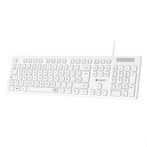 Subblim Teclado Ergonómico Business Slim Silencioso Con Cable Usb Blanco