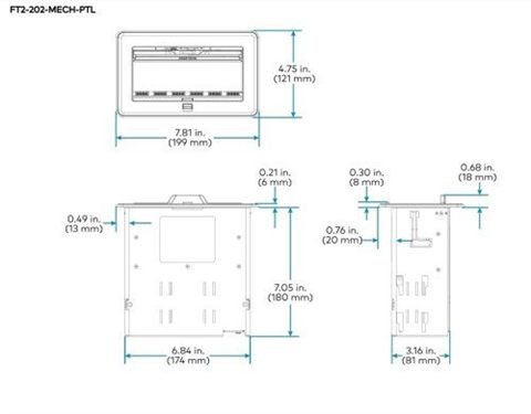 Crestron Fliptop Ft2 Series Cable Management System, 202 Size, Mechanical, Pass-Through Lid, Black (Ft2-202-Mech-Ptl-B) 6511668