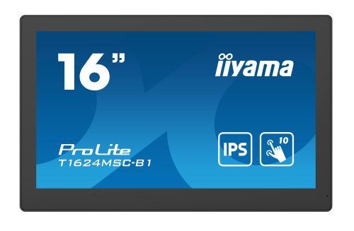 Monitor Iiyama 15,6" Pcap Bezel Free Front, 10P Touch, 1920X1080, HDMI, 385Cd/M2 (With Touch), 800:1, USB Interface, Sd-Card, Media Player, External Power Adapter, Speakers, Remote Control10p Touch With Supported Os (T1624msc-B1)