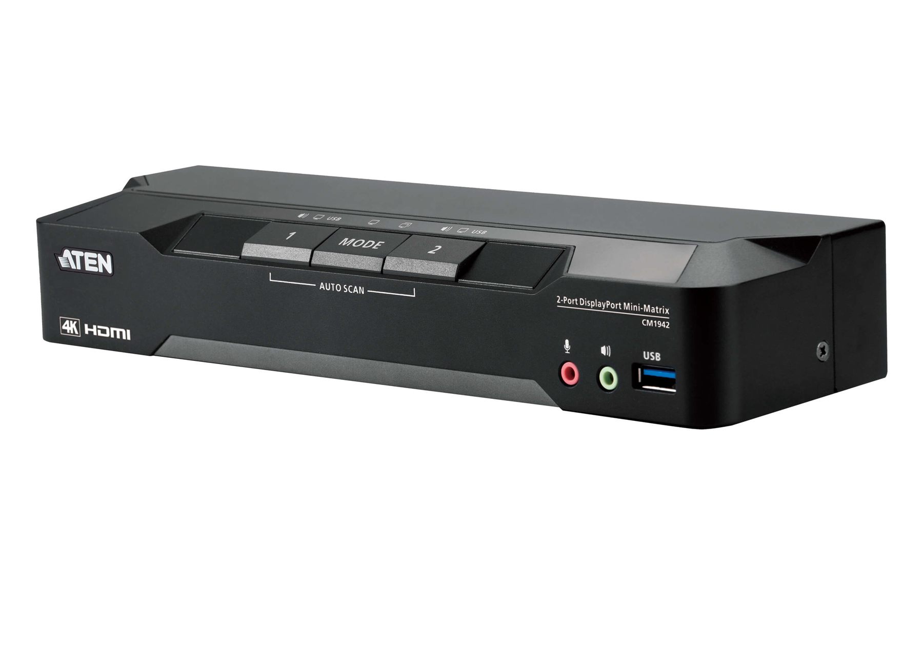 Aten 2-Port 4K DisplayPort Dual Display Mini-Matrix Boundless Kvm Switch With USB Peripheral Support (Cm1942-At-G)