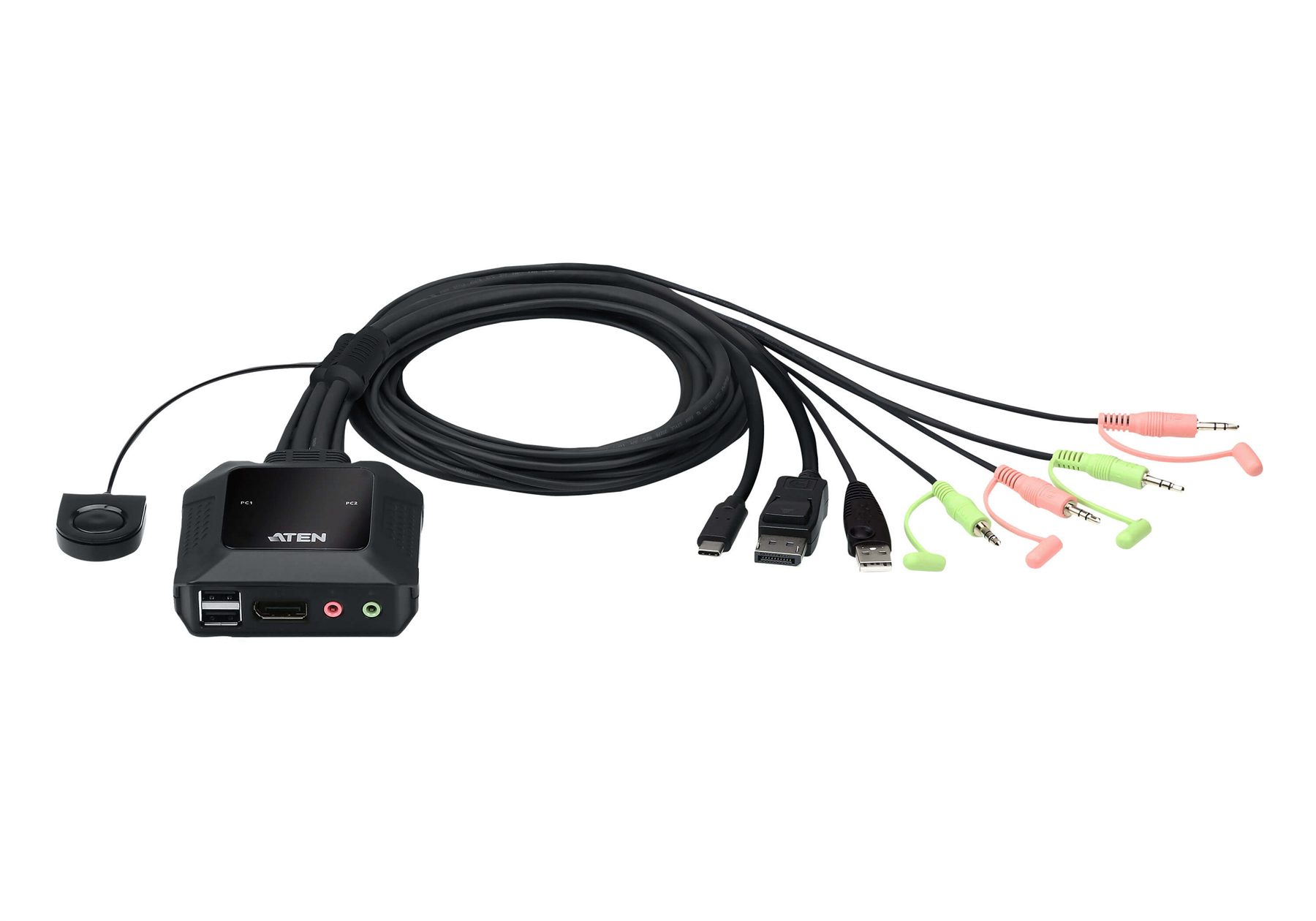Aten 2-Port USB-C DisplayPort Hybrid Cable Kvm Switch (Cs52dp-At) (Cp20)