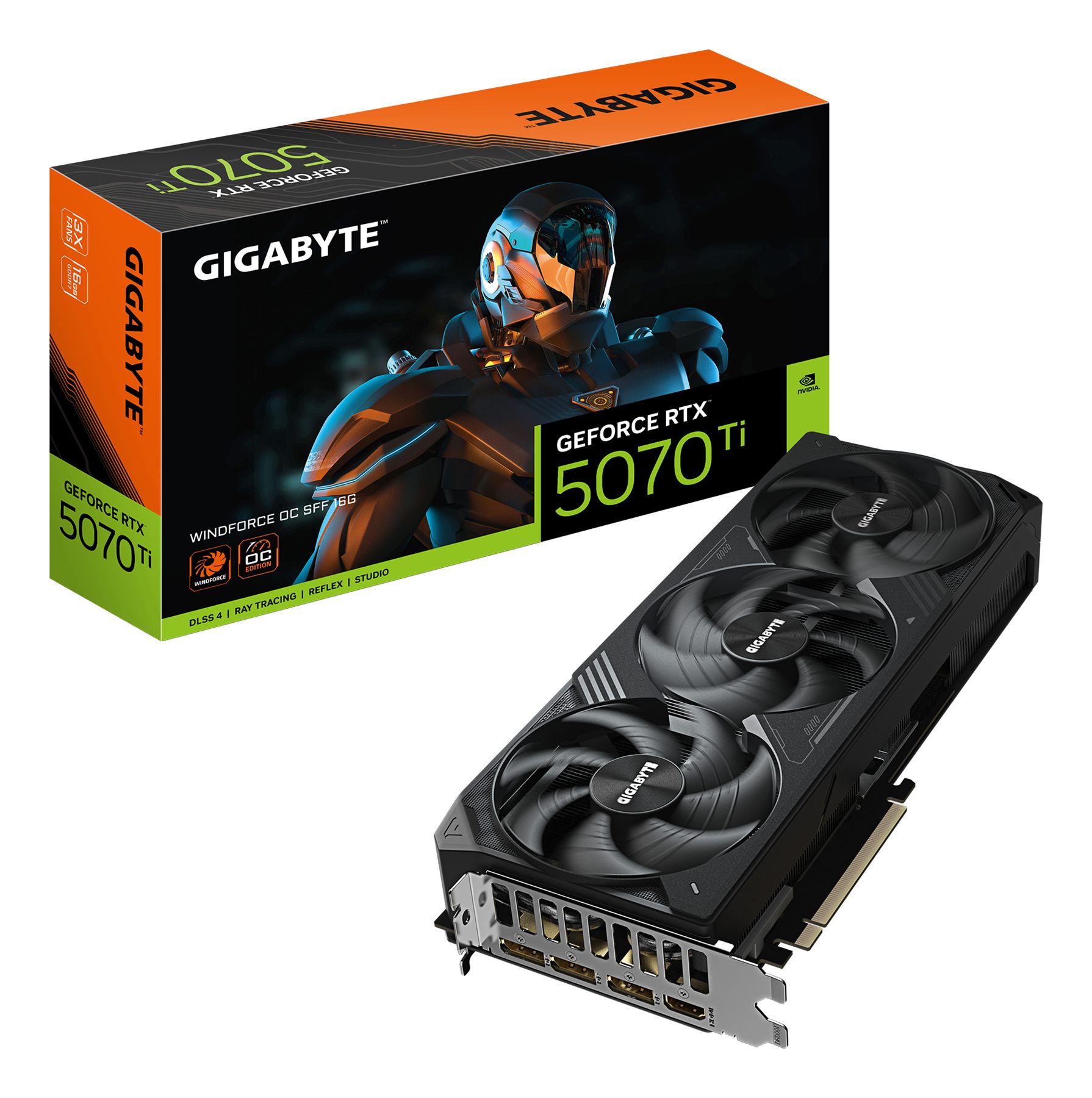 Gigabyte GeForce RTX 5070 Ti Windforce Oc Sff 16G Tarjeta Gráfica - 16 GB GDDR7, 256 Bits, Pci-E 5.0, Xxxx MHz Core Clock, 3 X Dp 2.1A, 1 X HDMI 2.1B, Nvidia Dlss 4, Gv-N507twf3oc-16Gd