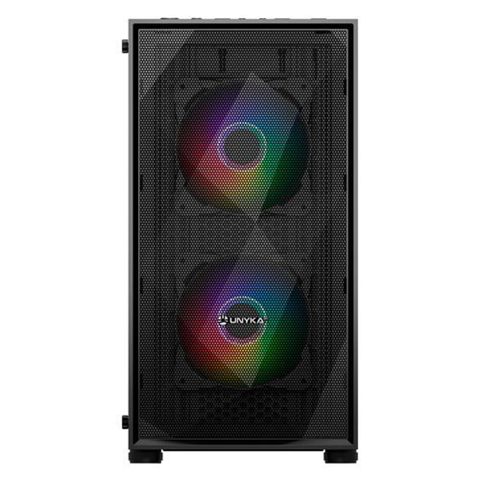 CAJA SEMITORRE /MICRO-ATX UNYKA MIR B200 S/FUENTE USB3.0 NEGRA ARGB C/VENTANA