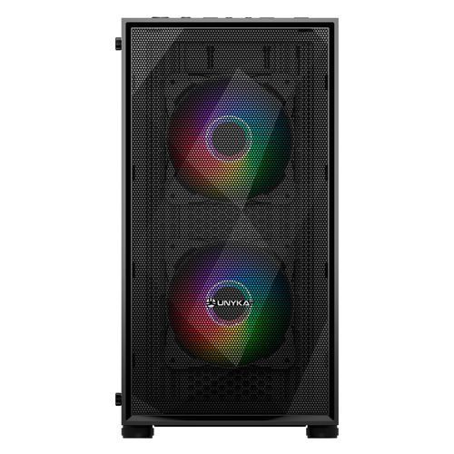 CAJA SEMITORRE /MICRO-ATX UNYKA MIR B200 S/FUENTE USB3.0 NEGRA ARGB C/VENTANA