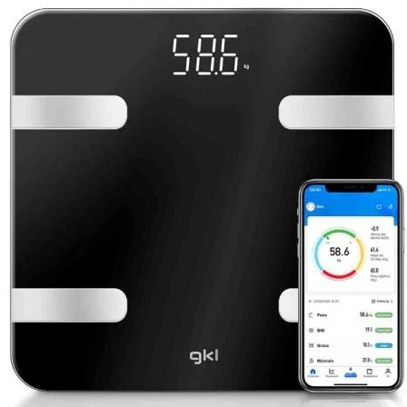 Báscula De Baño Gkl Fitblue 300 Black/ Hasta 180Kg