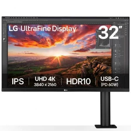 Monitor Profesional Lg Ultrafine Display 32Un880k-B 31.5"/ 4K/ Multimedia/ Regulable En Altura/ Negro