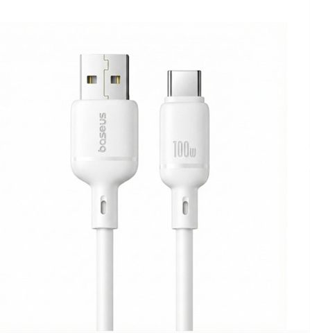 Os-Baseus Silky Fast Charging Data Cable Usb-A To Usb-C 3A 2M Moon White
