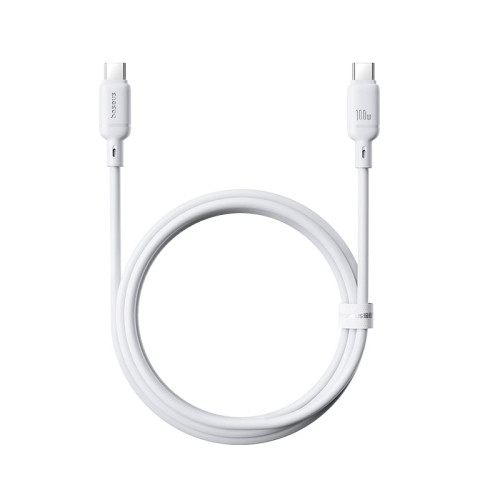 Os-Baseus Silky Series Fast Charging Cable Type-C To Type-C 100W 1M Moon White