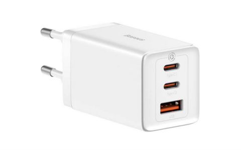 Baseus Gan5 Pro Fast Charger 2C+U 65W Eu  White (Include: Baseus Xiaobai Series Fast Charging Cable Type-C  To Type-C 100W(20V/5A) 1M White）