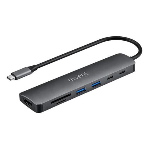 HUB EWENT EW1152 USB-C 7 EN 1 HDMI 4K/USB-C/2USB-A/LECTOR TARJETAS SD Y MIROSD