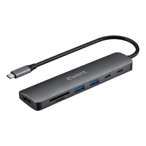 HUB EWENT EW1152 USB-C 7 EN 1 HDMI 4K/USB-C/2USB-A/LECTOR TARJETAS SD Y MIROSD