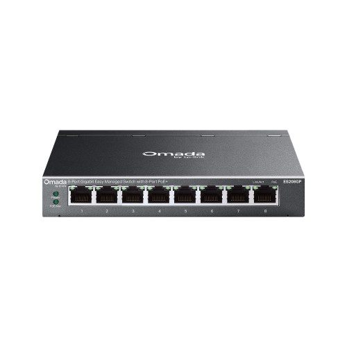 Tp-Link Omada Es208gp Switch Gestionado L2 Gigabit Ethernet (10/100/1000) Energía Sobre Ethernet (Poe) Din Rail Negro