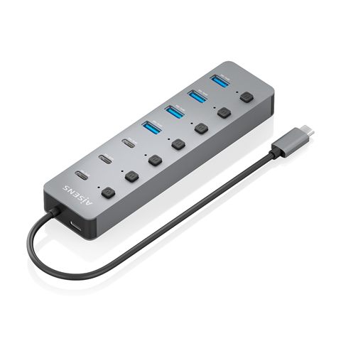 Hub Usb Tipo-C 3.2 Aisens Asuc-8P044-Gr/ 4Xusb/ 3Xusb Tipo-C/ 1Xusb Tipo-C Pd/ Gris