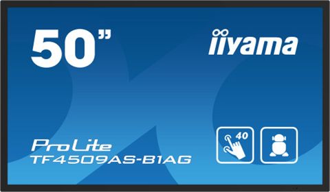 Monitor Iiyama 50" Pcap Ag Bezel Free 40-Points, 1920X1080, Andr. 11,4Gb, 32Gb, Ips, 24/7, 2Xhdmi, Dp, 435Cdm2 , Landsc-Portr-Face-Up Mode, Lan, Rs232, Vesa 200X200mm (Tf5039as-B1ag)