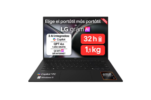Portatil Lg Gram 14" 14Z95u, Windows 11 Home, Ryzen Ai 7 450, 32 Gb Ram, 512 Gb Ssd, Pantalla Ips (1920*1200)