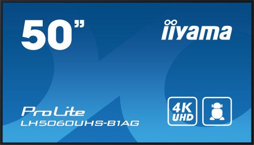 Monitor Iiyama 50" 3840X2160, Uhd, 500Cd/M2, Landscape Portrait, Mm 2X 10W, 3X Hdmi, Usb 2.0 X2, Wifi, Lan, Media Play Usb, Control Lan / Rs232c, Iisignage2 (Cms/Dms), E-Share,Android 11 Os, 24/7,Vesa Mount 300X400(Soporte Pared Incluido) (Lh5060uhs-