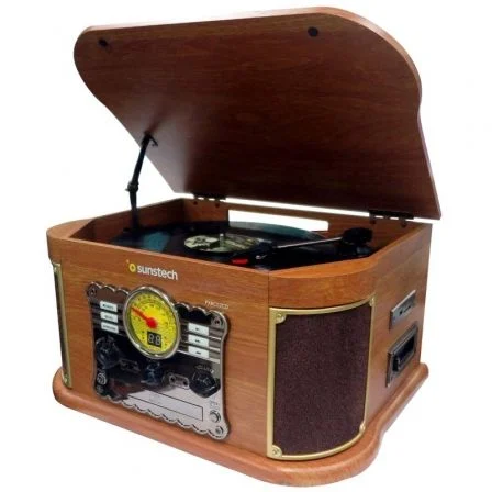 Tocadiscos Sunstech Pxrc52cd/ Bluetooth/ Radio Fm/ Cassette/ Conversor A Mp3