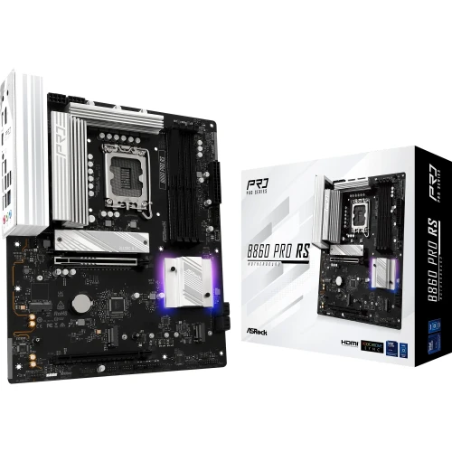 Placa Asrock B860 Pro Rs,Intel,1851,B860,4Ddr5,256Gb,1Hdmi+1Dp,4Sata3+2M.2,2.5Gblan,8Usb3.2+2Usb Type-C,Atx
