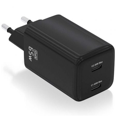 Aisens ASCH-65W2P040-BK Aisens - Cargador Gan 65W 2Xusb-C Pd3.0 Qc4.0 Negro