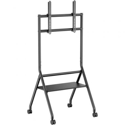 Aisens FT86FE-329 Soporte de suelo eco con rueda, bandeja para pantalla interactiva/TV de 37”-86”Fabricado con acero de alta resistencia y pintado con pintura electrostática para un acabado perfecto.El soporte del suelo con bandeja para pantalla interactiva es una excelente opción para presentaciones, conferencias y aulas en las que se utiliza una pantalla interactiva de gran tamaño. Con su capacidad de almacenamiento, estabilidad y flexibilidad, este soporte ofrece una solución práctica y eficiente para mejorar la experiencia de visualización y colaboración.Mayor flexibilidad y adaptabilidad: este soporte puede ser movido fácilmente. Además, es posible girar la pantalla en diferentes ángulos, lo que permite una mejor visualización para una audiencia más amplia.Máxima estabilidad y seguridad: debido a su diseño robusto, este soporte es capaz de soportar el peso de pantallas interactivas de gran tamaño sin comprometer su estabilidad.Mayor capacidad de almacenamiento: la bandeja grande integrada en el soporte permite al usuario guardar y tener a mano los equipos y materiales necesarios para una presentación o clase.
