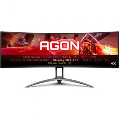 Aoc AG493UCX2 AOC Gaming AG493UCX - AGON Series - monitor LED - gaming - curvado - 49 - 5120 x 1440 Dual Quad HD @ 120 Hz - VA - 550 cd/m² - 3000:1 - DisplayHDR 400 - 1 ms - 3xHDMI, DisplayPort, USB-C - altavoces - negro, plata