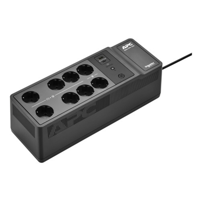 Apc BE1050G2-GR APC BE1050G2-GR. Topología UPS: En espera (Fuera de línea) o Standby (Offline), Capacidad de potencia de salida (VA): 1,05 kVA, Potencia de salida: 600 W. Tecnología de batería: Plomo-ácido, Capacidad de la batería: 9 Ah, Voltaje de la pila: 12 V. Factor de forma: Escritorio, Color del producto: Negro. Certificados de conformidad: CE, EAC. Ancho: 130 mm, Profundidad: 365 mm, Altura: 120 mm