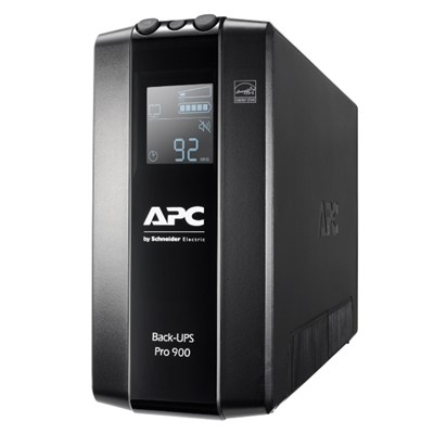 Apc BR900MI APC BR900MI. Topología UPS: Línea interactiva, Capacidad de potencia de salida (VA): 0,9 kVA, Potencia de salida: 540 W. Tipo de salida AC: C13 acoplador, Conector: C14 acoplador, Cantidad de salidas AC: 6 salidas AC. Tecnología de batería: Sealed Lead Acid (VRLA), Vida útil de la batería (máx.): 5 año(s), Tiempo de recarga de la batería: 12 h. Factor de forma: Torre, Color del producto: Negro, Longitud de cable: 1,83 m. Ancho: 91 mm, Profundidad: 310 mm, Altura: 190 mm