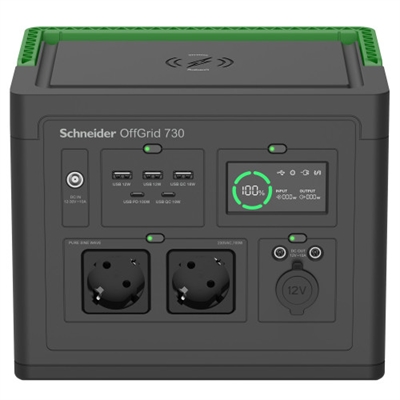 Apc PPS730-GR APC PPS730-GR. Tecnología de batería: Ión de litio, Fuente de carga: Corriente alterna, CC, Capacidad de batería: 738 Wh. Color del producto: Negro, Verde, Material de la carcasa: Plástico, Tipo de visualizador: LCD. Interfaz de entrada: CC, Cantidad de salidas AC: 2 salidas AC, Conector USB: USB tipo A, USB Tipo C. Ancho: 198,1 mm, Profundidad: 203,2 mm, Altura: 248,9 mm. Cables incluidos: Corriente alterna, Encendedor de cigarrillos