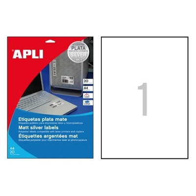 Apli 10071 Etiquetas Autoadhesivas Color Blanco De Cantos Rectos Tama?O 210 X 297 Mm Con Adhesivo Permanente. Pack Con 20 Hojas (20 Etiquetas Autoadhesivas). Resistentes A La Intemperie. Las Etiquetas Ideales Para Destacar De Forma Elegante Tus Envios O Paquetes Y Son Muy Utilizadas Para Incluir Informacion En Dispositivos Tecnologicos. Aptas Para Impresion Laser O Fotocopiadoras.