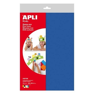Apli 13434 Laminas De Goma Eva En Colores Surtidos Tamaño 40 X 60 Cm Con Un Grosor De 2 Mm. Tacto Suave Flexible Facil De Cortar Pegar Y Pintar. Ideal Para Todo Tipo De Manualidades. Cada Pack Contiene 10 Laminas.