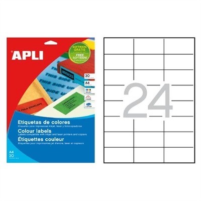 Apli 1592 Etiquetas Autoadhesivas Color Azul De Cantos Rectos Tama?O 70 X 37 Mm Con Adhesivo Permanente. Pack Con 20 Hojas (480 Etiquetas Autoadhesivas). Las Etiquetas Autoadhesivas De Colores Son Ideales Para Destacar La Informacion En Un Sobre De Envio Paquete U Objeto. Excelente Calidad De Impresion En Impresoras Inkjet Laser O Fotocopiadoras.