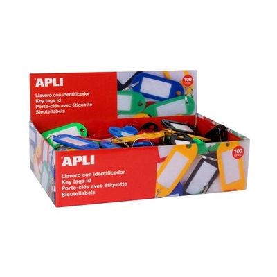 Apli 17132 Llavero Con Etiqueta De Facil Apertura. Permite Escribir En La Etiqueta Para Marcar Las Llaves. Ideal Para Oficinas Y Almacenes. Cada Pack Incluye 100 Llaveros De Colores Surtidos.
