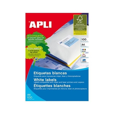 Apli 2422 Etiquetas Autoadhesivas Color Blanco De Cantos Romos Tamaño 991 X 139 Mm Con Adhesivo Permanente. Pack Con 100 Hojas (400 Etiquetas Autoadhesivas). Perfectas Para Identificar Envi¿½Os De Correspondencia Objetos Paqueteri¿½A O Para Clasificar. Excelente Calidad De Impresion En Impresoras Inkjet Laser O Fotocopiadorass.