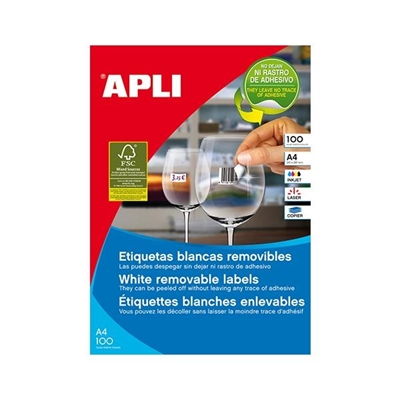 Apli 3057 Etiquetas Autoadhesivas Color Blanco Cantos De Rectos Tamaño 97 X 424 Mm Con Adhesivo Removible Para Mi¿½Ltiples Usos. Pack Con 100 Hojas (1.200 Etiquetas Autoadhesivas). Perfectas Para Identificar Objetos Poner Precio A Productos Pegar Sobre Cristal O Ceri¿½Mica. Excelente Calidad De Impresion En Impresoras Inkjet Laser O Fotocopiadoras.
