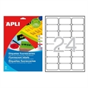 Apli 2871 - Etiquetas Autoadhesivas Naranja Fluorescente De Cantos Romos Tama?O 64 X 339 Mm Con Adhesi