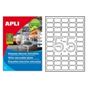 Apli 3051 - Etiquetas Autoadhesivas Color Blanco Cantos De Rectos Tama?O 368 X 238 Mm Con Adhesivo Rem