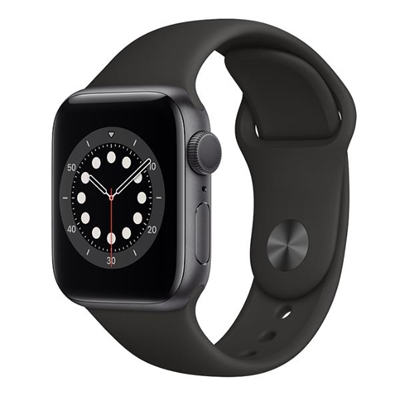 Apple MG133TY/A Apple Watch Series 6 (GPS) - 40 mm - aluminio gris espacial - reloj inteligente con pulsera deportiva - fluoroelastómero - negro - tamaño de la banda: S/M/L - 32 GB - Wi-Fi, Bluetooth - 30.5 g
