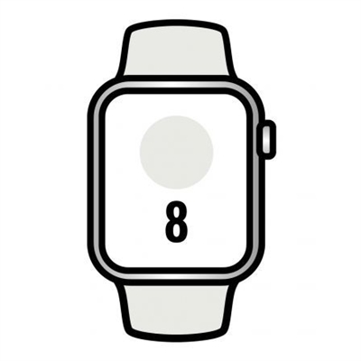 Apple MP6N3TY/A Apple Watch Series 8 (GPS) - 45 mm - aluminio plateado - reloj inteligente con pulsera deportiva - fluoroelastómero - blanco - tamaño de la banda: Regular - 32 GB - Wi-Fi, Bluetooth - 38.8 g