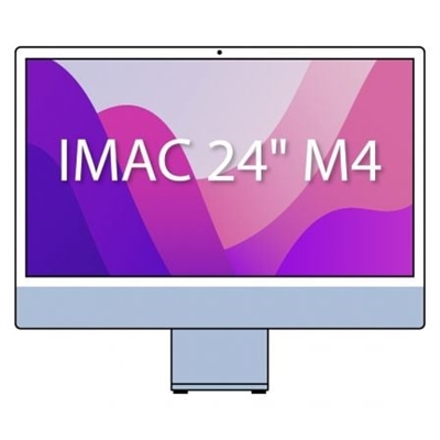 Apple MWV33Y/A Apple iMac with 4.5K Retina display - Todo en uno M4 hasta - RAM 16 GB - SSD 512 GB - Apple M4 10-core - Gigabit Ethernet, IEEE 802.11ax (Wi-Fi 6E), Bluetooth 5.3 - macOS Sequoia 15.0 - monitor: LED 24 4480 x 2520 (4.5K) - teclado: Spanish/Catalan - azul