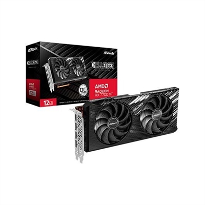 Asrock 90-GA4QZZ-00UANF Asrock Challenger Radeon RX 7700 XT. Familia de procesadores de gráficos: AMD, Procesador gráfico: Radeon RX 7700 XT. Capacidad memoria de adaptador gráfico: 12 GB, Tipo de memoria de adaptador gráfico: GDDR6, Ancho de datos: 192 bit. Máxima resolución: 7680 x 4320 Pixeles. Versión DirectX: 12 Ultimate, Versión OpenGL: 4.6. Tipo de interfaz: PCI Express x16 4.0. Tipo de enfriamiento: Activo, Número de ventiladores: 2 Ventilador(es), Iluminación de color: Blanco