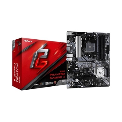 Asrock 90-MXBCY0-A0UAYZ Asrock B550 Phantom Gaming 4. Fabricante de procesador: AMD, Socket de procesador: Zócalo AM4, Procesador compatible: AMD Ryzen 3 3rd Gen, 3rd Generation AMD Ryzen 5, 3rd Generation AMD Ryzen 7, 3rd Generation AMD.... tipos de memoria compatibles: DDR4-SDRAM, Tipo de ranuras de memoria: DIMM, Velocidades de reloj de memoria soportadas: 2133,2400,2667,2933,3200,3466,3600,3733,3800,3866,4000,4133,4200,4266,4333,4400,4466,4533 MHz. Interfaces de disco de almacenamiento soportados: M.2, Serial ATA III. Tipo de interfaz ethernet: Gigabit Ethernet, Controlador LAN: Realtek RTL8111H. Componente para: PC, Factor de forma: ATX, Familia del chipset: AMD