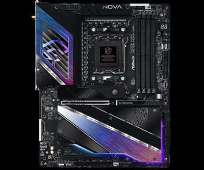Asrock 90-MXBPX0-A0UAYZ Asrock MK X870E NOVA WIFI. Fabricante de procesador: AMD, Socket de procesador: Zócalo AM5, Procesador compatible: AMD Ryzen 7000 Series, AMD Ryzen 8000 Series, AMD Ryzen 9000 Series. tipos de memoria compatibles: DDR5-SDRAM, Memoria interna máxima: 256 GB, Tipo de ranuras de memoria: DIMM. Interfaces de disco de almacenamiento soportados: M.2, SATA III, Tipos de unidades de almacenamiento admitidas: HDD & SSD, Niveles RAID: 0, 1, 10. Tipo de interfaz ethernet: 5 Gigabit Ethernet, Controlador LAN: Realtek RTL8126, Estándar Wi-Fi: Wi-Fi 7 (802.11be). Componente para: PC, Factor de forma: ATX, Familia del chipset: AMD