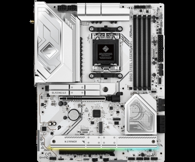 Asrock 90-MXBQS0-A0UAYZ Asrock B850 Steel Legend WiFi. Fabricante de procesador: AMD, Socket de procesador: Zócalo AM5, Procesador compatible: AMD Ryzen 7000 Series, AMD Ryzen 8000 Series, AMD Ryzen 9000 Series. tipos de memoria compatibles: DDR5-SDRAM, Memoria interna máxima: 256 GB, Tipo de ranuras de memoria: DIMM. Interfaces de disco de almacenamiento soportados: PCI Express 4.0, PCI Express 5.0, SATA III, Tipos de unidades de almacenamiento admitidas: HDD & SSD, Niveles RAID: 0, 1, 10. Máxima resolución: 3840 x 2160 Pixeles. Conector USB: USB tipo A, USB Tipo C