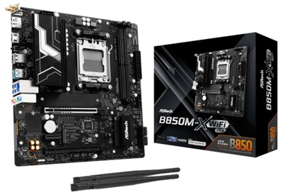 Asrock 90-MXBSH0-A0UAYZ ASRock B850M-X WiFi 2.0 se basa en el chipset AMD B850 y es compatible con procesadores AMD para el zócalo AM5. Tiene dos ranuras DDR5 para hasta 128 GB de RAM. El B850M-X WiFi 2.0 también viene equipado con dos ranuras PCIe 4.0 x16 y una ranura PCIe 4.0 x1. El B850M-X WiFi 2.0 también cuenta con audio de 8 canales, una interfaz LAN de 2,5 Gigabit, cuatro puertos SATA3, dos puertos M.2 y una gama de interfaces USB.