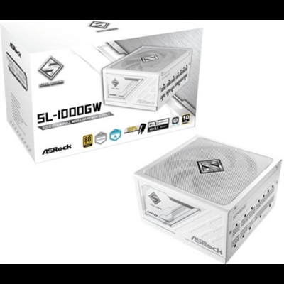 Asrock 90-UXS100-GFEABA FUENTE ALIMENTACION ASROCK SL-1000GW,PSU,1000W,80 PLUS GOLD,135MM,MODULAR,PCI-E 5.1 (12+4pin)x1,PCI-E (6+2 pin)x3,SATA (5 pin)x9 (BLANCA).