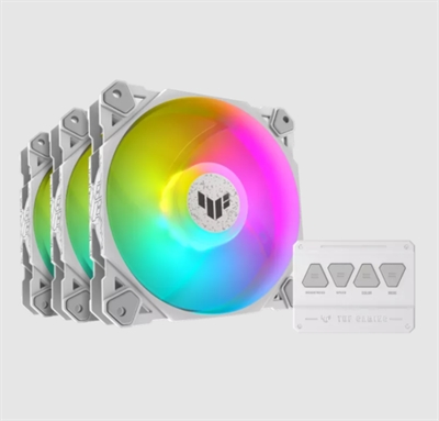 Asustek 90DA0033-B09030 ASUS TUF GAMING TF120 ARGB WHITE EDITION 3IN1. Tipo: Refrigerador de aire, Diámetro de ventilador: 12 cm, Velocidad de rotación (mín.): 250 RPM, Velocidad de rotación (máx.): 1900 RPM, Nivel de ruido (alta velocidad): 29 dB, Máximo flujo de aire: 76 cfm. Ancho: 120 mm, Profundidad: 120 mm, Altura: 25 mm. Color del producto: Blanco
