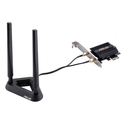 Asustek 90IG0610-MO0R10 ASUS PCE-AX3000. Interno. Tecnología de conectividad: Inalámbrico, Interfaz de host: PCI Express, Interfaz: WLAN / Bluetooth. Rango máximo de transferencia de datos: 3000 Mbit/s, Estándar Wi-Fi: Wi-Fi 6 (802.11ax), Banda Wi-Fi: Doble banda (2,4 GHz / 5 GHz). Tipo de antena: Externo