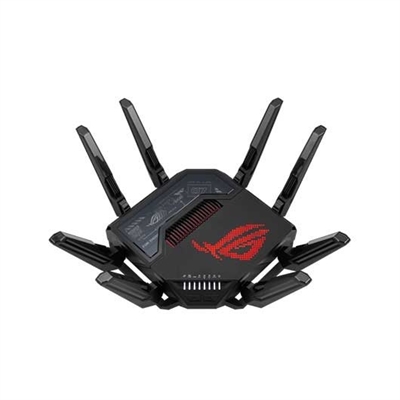 Asustek 90IG08F0-MO9A0V ASUS ROG Rapture GT-BE98. Banda Wi-Fi: Quad-band (2.4 GHz / 5 GHz-1 / 5 GHz-2 / 6 GHz), Estándar Wi-Fi: Wi-Fi 7 (802.11be), Tasa de transferencia de datos WLAN (máx.): 11529 Mbit/s. Tipo de interfaz Ethernet LAN: 10 Gigabit Ethernet, Ethernet LAN, velocidad de transferencia de datos: 10,100,1000,2500,10000 Mbit/s, Soporte VPN: VPN Client L2TP VPN Client Open VPN VPN Client PPTP VPN Client WireGuard VPN Server IPSec VPN.... Algoritmos de seguridad soportados: SSH, WPA-Enterprise, WPA-PSK, WPA2-Enterprise, WPA2-PSK, WPA3-Enterprise, WPA3-PSK, WPS. Tipo de producto: Router de sobremesa, Color del producto: Negro, Indicadores LED: LAN, Poder, WAN. Cables incluidos: LAN (RJ-45)