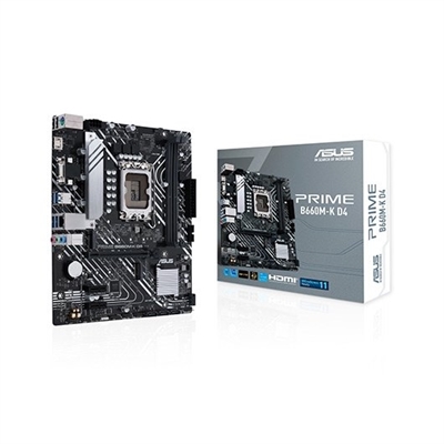 Asustek 90MB1950-M0EAY0 PROCESADORFabricante de procesador: IntelSocket de procesador: LGA 1700Procesador compatible: Intel® Celeron®, Intel® Core™ i3, Intel Core i5, Intel Core i7, Intel Core i9, Intel® Pentium® GoldSockets de procesador soportados: LGA 1700MEMORIAtipos de memoria compatibles: DDR4-SDRAMNúmero de ranuras de memoria: 2Memoria interna máxima: 64 GBTipo de ranuras de memoria: DIMMCanales de memoria: Dual-channelNo ECC: SiVelocidades de reloj de memoria soportadas: 2133,2400,2666,2800,2933,3000,3200,3333,3400,3466,3600,3733,4000,4266,4400,4600,4800,5000,5333 MHzMemoria sin buffer: SiREGULADORES DEL ALMACENAJEInterfaces de disco de almacenamiento soportados: M.2,PCI Express 4.0,SATA IIITipos de unidades de almacenamiento admitidas: HDD & SSDNúmero de HDDs soportados: 4Número de unidades de almacenamiento compatibles: 6Compatibilidad con RAID: SiNiveles RAID: 0,1,5,10INTERNO I/OUSB 2.0, conectores: 2Conectores USB 3.2 Gen 1 (3.1 Gen 1): 1Número de conectores SATA III: 4S/PDIF, conector de salida: Siconector de audio: SiConector de audio en panel frontal: SiConector de panel delantero: SiConector de potencia ATX (24 pines): SiConector de ventilador CPU: SiNúmero de conectores a ventilador de chasis: 1Conector de energía EPS (8-pin): SiNúmero de conectores COM: 1Conector TPM: SiConector para tiras LED RGB: SiPANEL TRASERO PUERTOS DE I/O (ENTRADA/SALIDA)Cantidad de puertos USB 2.0: 2Cantidad de puertos tipo A USB 3.2 Gen 1 (3.1 Gen 1): 4Ethernet LAN (RJ-45) cantidad de puertos: 1Cantidad de puertos VGA (D-Sub): 1Número de puertos HDMI: 1Puerto de ratón PS/2: 1Versión HDMI: 2.1Salidas para auriculares: 3CONEXIÓNWifi: NoEthernet: SiTipo de interfaz ethernet: Gigabit EthernetCARACTERÍSTICASComponente para: PCFactor de forma: micro ATXFamilia del chipset: IntelChipset: Intel B660Canales de salida de audio: 7.1 canalesSistema operativo Windows soportado: Windows 10 x64,Windows 11 x64RANURAS DE EXPANSIÓNPCI Express x1 (Gen 3.x) ranuras: 2Ranuras PCI Express x16 (Gen 4.x): 1BIOSTipos de BIOS: UEFI AMIBIOS, tamaño de memoria: 128 MB/sJumper Clear CMOS: SiPESO Y DIMENSIONESAncho: 244 mmProfundidad: 211 mmCONTENIDO DEL EMBALAJECables incluidos: SATA