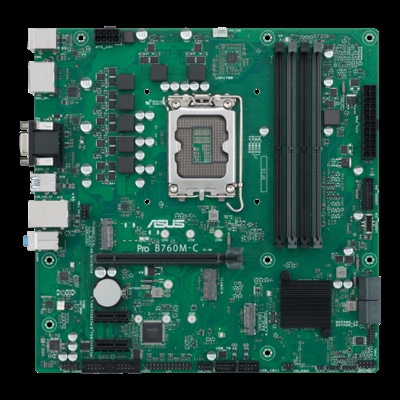 Asustek 90MB1DX0-M1EAYC ASUS PRO B760M-C-CSM. Fabricante de procesador: Intel, Socket de procesador: LGA 1700, Procesador compatible: Intel® Celeron®, Intel® Core™ i3, Intel® Core™ i5, Intel® Core™ i7, Intel® Core™ i9,.... tipos de memoria compatibles: DDR5-SDRAM, Memoria interna máxima: 128 GB, Tipo de ranuras de memoria: DIMM. Interfaces de disco de almacenamiento soportados: M.2, SATA III, Tipos de unidades de almacenamiento admitidas: HDD & SSD, Niveles RAID: 0, 1, 5, 10. Tipo de interfaz ethernet: Gigabit Ethernet. Componente para: PC, Factor de forma: micro ATX, Familia del chipset: Intel